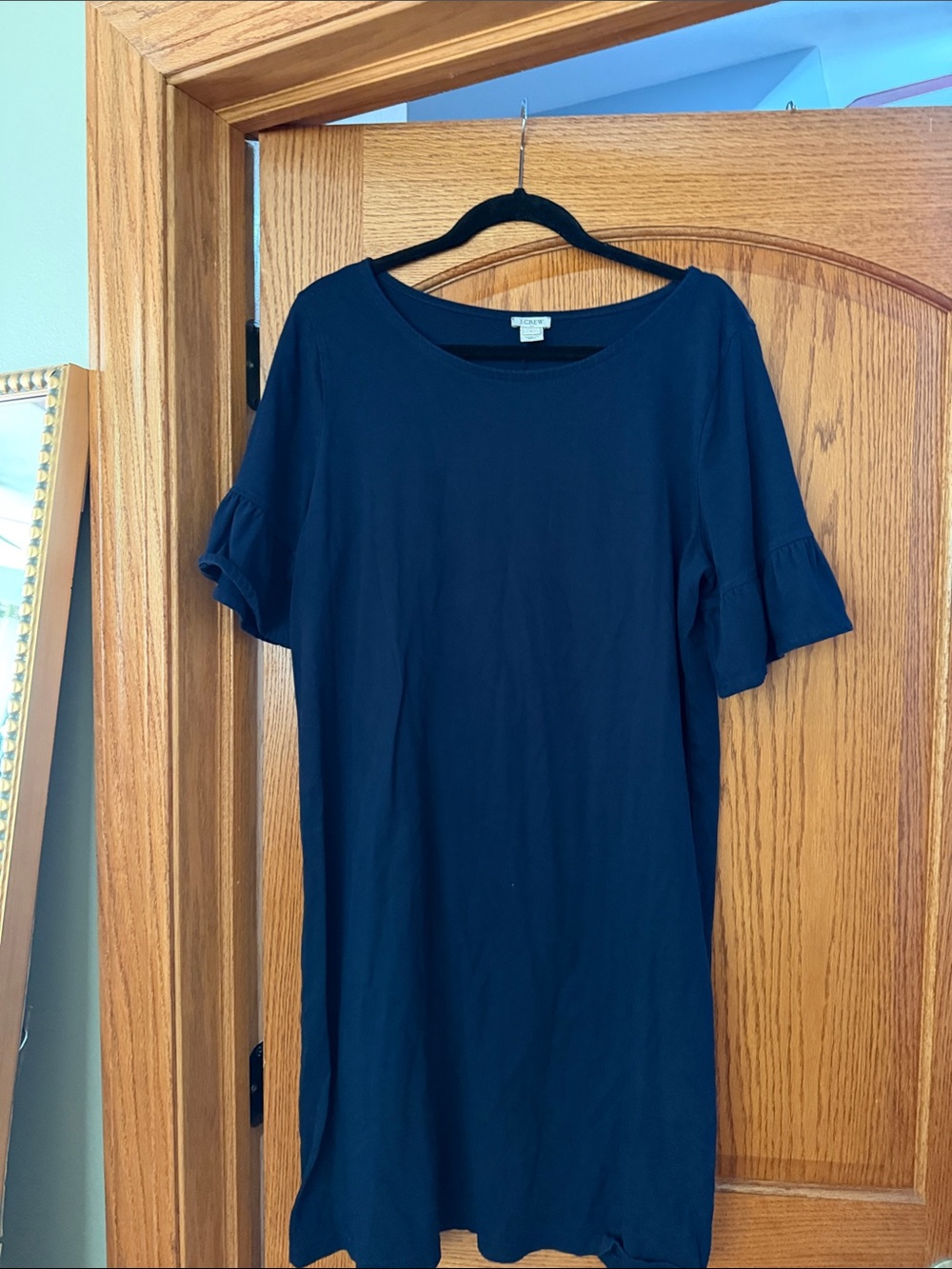 J. Crew Navy Ruffle Sleeve Tunic Dress